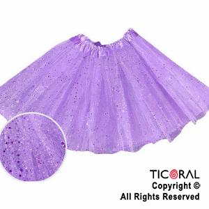 POLLERA TUTU INFANTIL CON BRILLOS LILA DE 30 CM DE LARGO