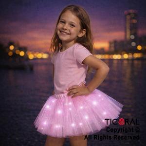 POLLERA TUTU INFANTIL LUMINOSA ROSA DE 30 CM DE LARGO