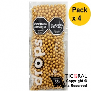 DROPS PERLAS ORO MEDIANAS 35 GR x 4 PAQUETES