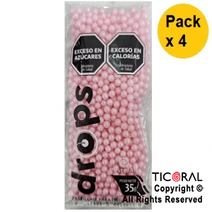 DROPS PERLAS ROSA MEDIANAS 35 GR x 4 PAQUETES