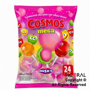 CHUPETIN COSMOS MEGA CON CHICLE SURTIDO X 24 UNIDADES