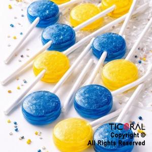 CHUPETIN MINI PALETA AMARILLO Y AZUL TOPOLIN X 50 UNIDADES