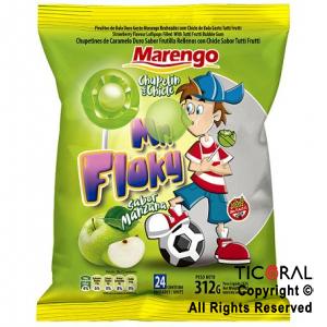 CHUPETIN MR FLOKY MANZANA RELLENO CON CHICLE X 24 UNIDADES 312 GR