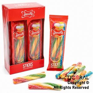 GOMA STICK FRUTILLA ACIDA MULTICOLOR UNICORNIO (PACK 12 X 15GR) DOCILE
