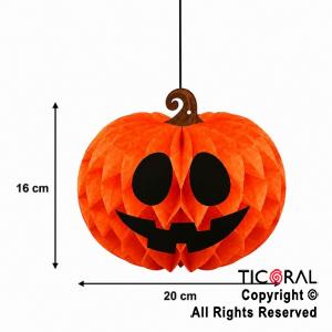 ADORNO COLGANTE CALABAZA PAPEL HALLOWEEN PUMPKIN 20 CM NARANJA (HWP26066)