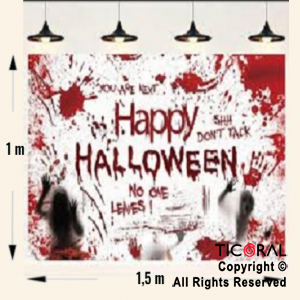 POSTER CARTEL GIGANTE SANGRIENTO HAPPY HALLOWEEN  (1,50MTS X 1MTS)