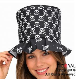 SOMBRERO GALERA CALAVERAS BLANCO Y NEGRO
