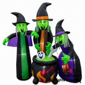 INFLABLE DECORACION BRUJAS CON CALDERO LUMINOSO TERROR 1.8 MTS