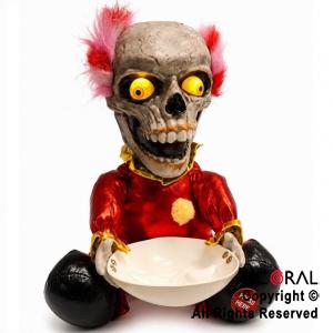 MU�ECO PAYASO SENTADO CON MOVIMIENTO LUZ Y SONIDO 35 CM HALLOWEEN