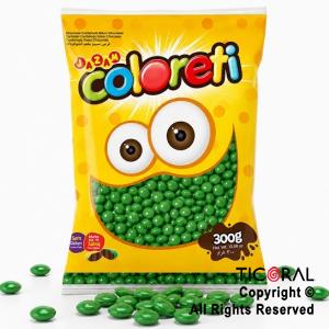 LENTEJAS DE CHOCOLATE COLORETI COLOR VERDE X 300 GR