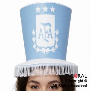 SOMBRERO GALERA FUTBOL 20 CM ARGENTINA ESCUDO AFA CON FLECOS CELESTE Y BLANCO x 1