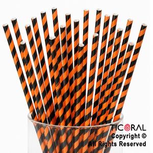 SORBETE POLIPAPEL IMPRESO RAYAS NARANJA Y NEGRO BOO HALLOWEEN X 25 UNIDADES