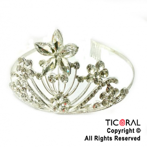 TIARA CORONA METAL CON STRASS X 1