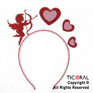 VINCHA CUPIDO Y 3 CORAZONES ROJOS x 1